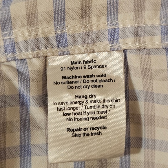 Poncho Western Button Down Fishing Shirt 3XL Blue White Brown Plaid Long Sleeve - Picture 5 of 8